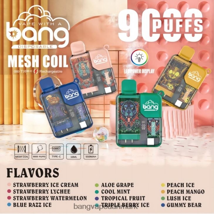 Bang Vape Box BC9000 forfyldt 16ml engangs - Bape Vape København 0P6VZ6
