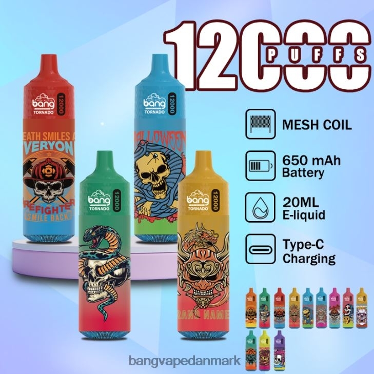 Bang Vape Tornado 12000 pust med led & mesh spole engangs - Bape Vape Danmark 0P6VZ4