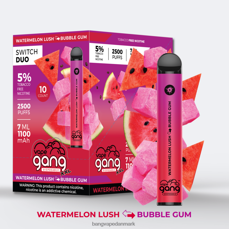 Vape Gang Switch Duo 2 smagsvarianter (æske med 10) aloe jordbær - jordbær mango - Bape Vape disposable 0P6VZ38