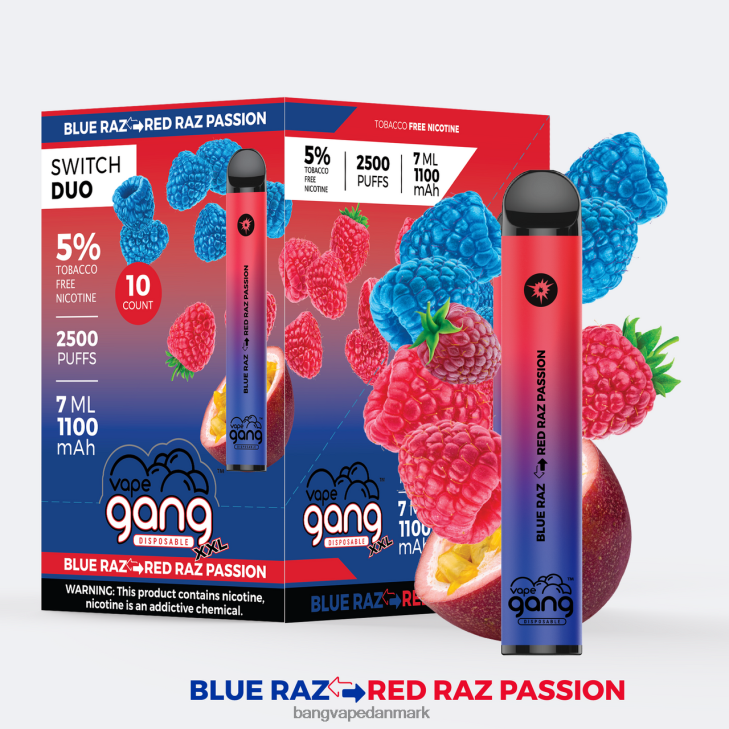 Vape Gang Switch Duo 2 smagsvarianter (æske med 10) aloe jordbær - jordbær mango - Bape Vape disposable 0P6VZ38
