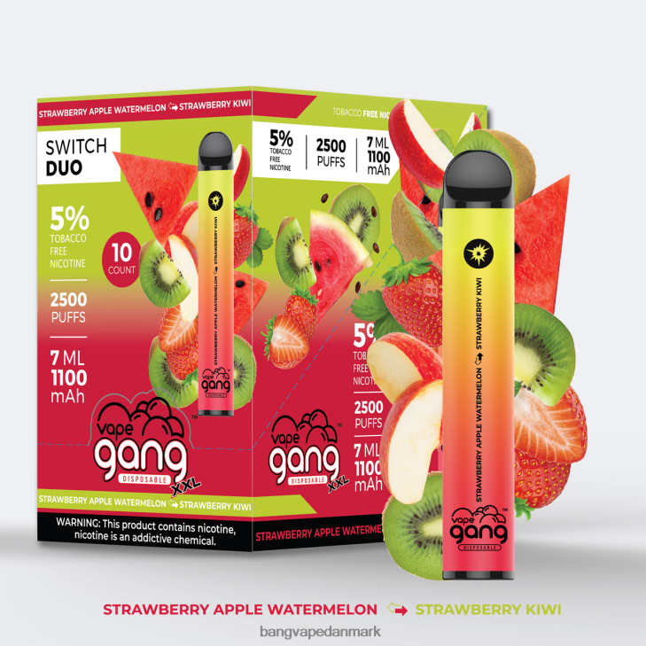 Vape Gang Switch Duo 2 smagsvarianter (æske med 10) aloe jordbær - jordbær mango - Bape Vape disposable 0P6VZ38