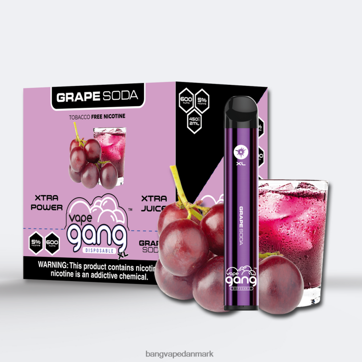 Vape Gang XL engangsdampe 600 pust (æske med 10) drue sodavand - Vape Gang Danmark 0P6VZ71