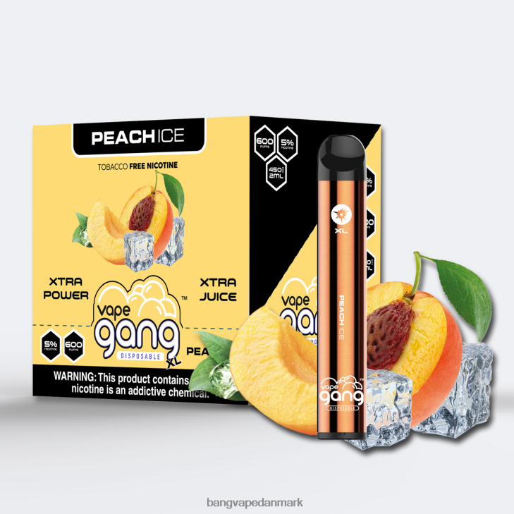 Vape Gang XL engangsdampe 600 pust (æske med 10) fersken is - Vape Gang vape 0P6VZ77